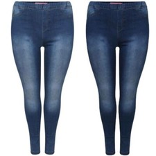 2 PACK LADIES HIGH WASTED JEANS WOMENS DENIM LEGGINGS STRECHY JEGGINGS PANTS NEW