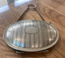 Delightful Antique Silver Plated Coin Chatelaine Dance Purse with Chain