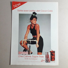 Coca Cola Diet Coke 1980s Original Paper Magazine Advert Girl On Bike
