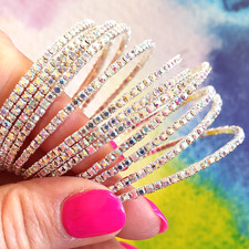 12 Wholesale Job Lot Bulk Bracelets Jewellery Party Bag Fillers Silver Crystal