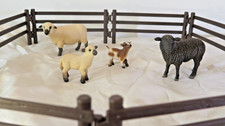 Schleich farm animals with 8 panels of wooden fence Sheep, goat kid A