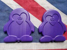 2 Purple Hungry Penguins ice packs / freezer blocks for lunch boxes, cool bags.