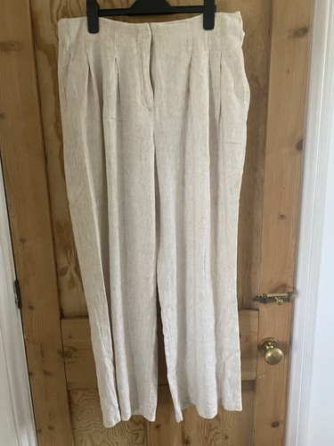 Linen trouser wide leg beige - trouser,