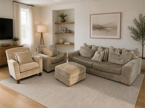 Beige fabric sofa armchairs - beige,