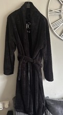 Voi  London Mens Soft Fleece Logo Dressing Gown - Black Men’s Large Size - New