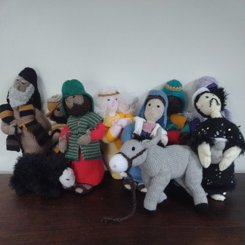 Hand knitted nativity scene - hand,