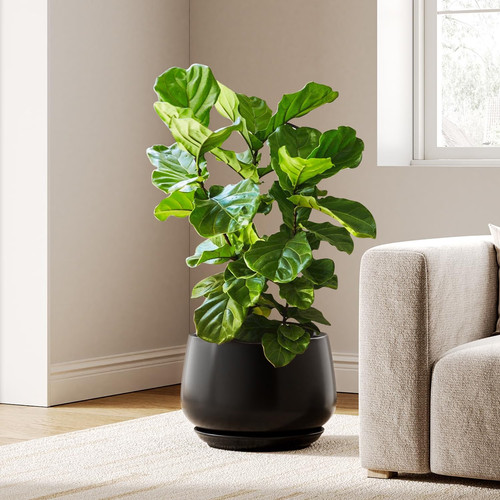 Ceramic plant pot 30cm black - ceramic,