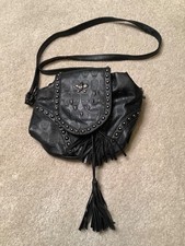 Black faux-leather crossbody