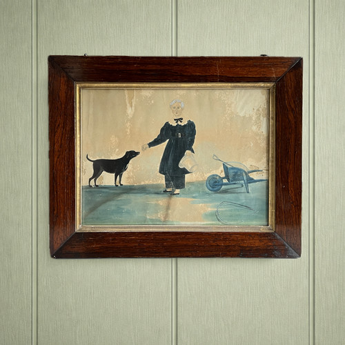 Antique folk art painting - folk,