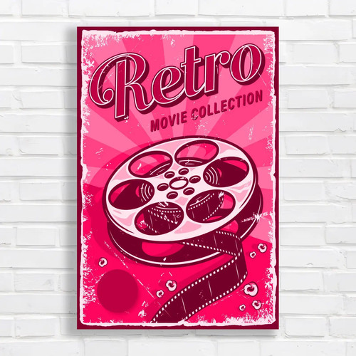 Vintage retro movie reel pink - reel,