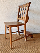Rare Victorian Elm Antique Chapel Kitchen Dining Desk Chair With Kneeling Stool