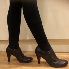 MANAS LEA FOSCATI SIZE 6.5 Eu 40 Dark Brown Italian Leather High Heel Ankle Boot