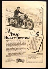1929 Harley Davidson 45 Twin *A New Harley-Davidson 5 Big Features* vintage AD