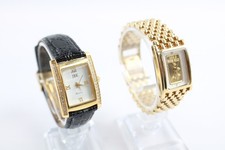 Womens Gold Tone Watches Boxed .999 Gold Ingot Quartz WORKING x 2