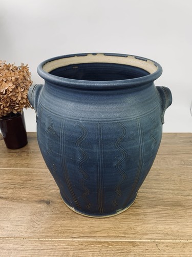 Vintage large blue ceramic urn
