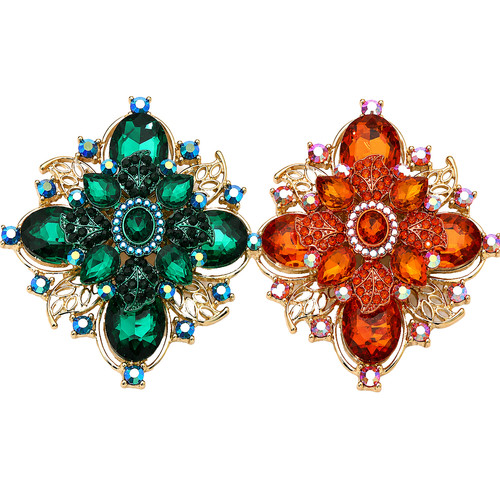 2pcs red crystal - crystal, leaf