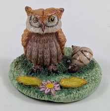 BASIL MATTHEWS Owl and Snail - Green Felt Base + Foil Label + Original Box