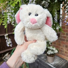 Wilko bunny soft toy white rabbit Honey pink ears 9” Plush Rare Retired 