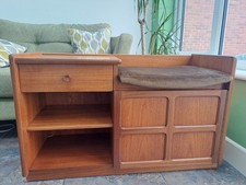 Vintage Nathan Squares Telephone Seat Mid Century Cupboard Drawer Retro Teak