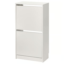 IKEA BISSA Shoe Cabinet White 49x28x93cm  2 Compartment Organizer Storage Unit