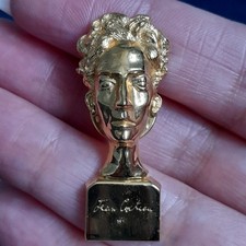 Jean Cocteau Gold Plated 1993  Self Portrait Bust Lapel Pin. Limited Ed No 764