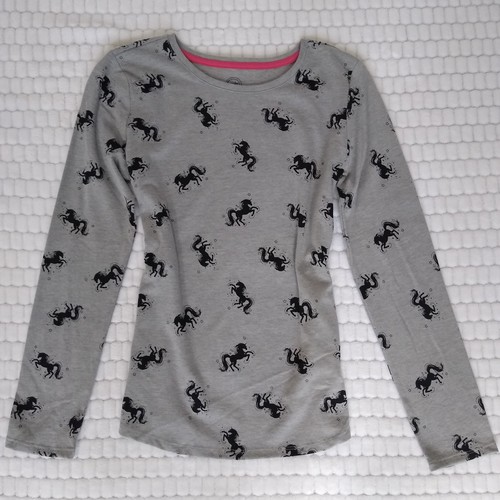 Gray top long sleeved unicorn - gray,