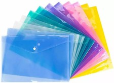 Clear Stud Wallet File Folder A4 Plastic Document Holder Popper Wallet