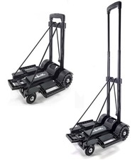 100lbs Folding Hand Truck Sack Barrow Steel Foldable Trolley 4 Wheel Black 