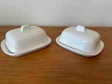 2 x White Mini Butter Dish -