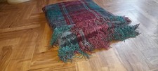 Laura Ashley Plaid checked fringed Chenille Throw 200x150cm gc purple aqua green