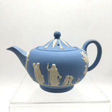 Wedgwood Blue Jasper Ware 6 Cup Full Size Teapot 15 cm Tall, Decorative Use Only