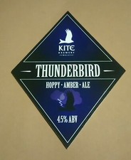 KITE BREWERY THUNDERBIRD AMBER ALE BEER PUMP HANDLE CLIP BADGE 4.5 % ABV WALES 