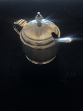 Silver Mustard Pot And Spoon