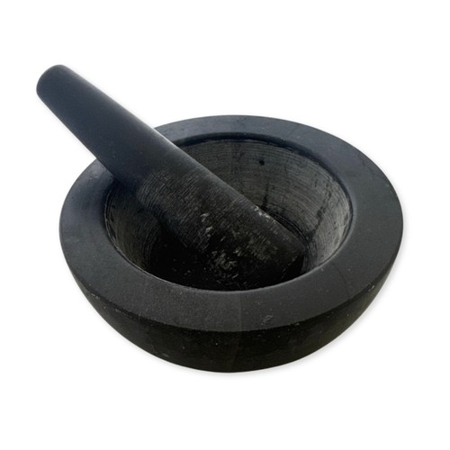 Large heavy black stone mortar - large,