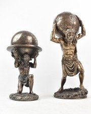 Atlas Titan Greek Mythology Celestial Sphere Carrying The World Figurines x2 