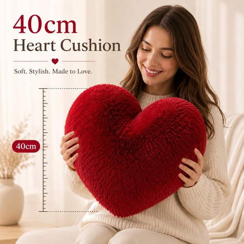 Large red heart cushion - red,