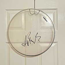 The Stranglers JET BLACK signed drum head 16" YAMAHA From Estate of Jet Black