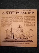 El55  Ephemera 1950 article pattern for an old time paddle ship 
