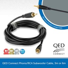 QED Connect Single RCA to RCA Subwoofer Cable Phono Audio Lead 24K 3m & 6m