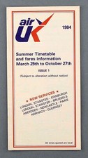 AIR UK AIRLINE TIMETABLE SUMMER 1984 ISSUE 1