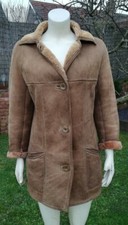 Vintage Sheepskin Single Breasted Coat Jacket Del Boy Style Unisex 