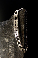 925 Sterling Silver ID Bracelet Flat Curb Link Vintage 36g 8.5 inch Lobster Mens