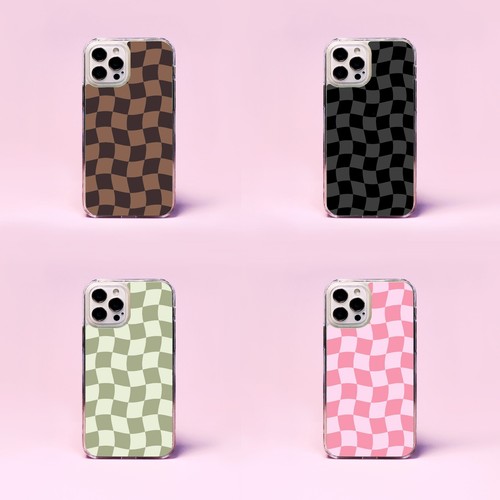 Wavy distorted checkered brown - wavy,