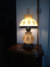 Glass Victorian Floral Hurricane  Electric Lamp, Huge Large Gone With the...