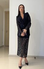 ZARA LACE BLAZER WITH PADDED SHOULDERS BLACK & Skirt SIZES S CO Ord 2700/885