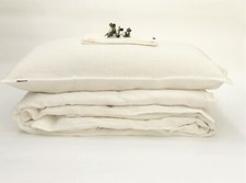 Scandi Washed Linen SINGLE Duvet Cover with Pillowcase Set - Off-White