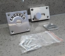 SATIN CHROME VACANT ENGAGED TOILET BATHROOM DOOR LOCK INDICATOR BOLT SLIDING LOO