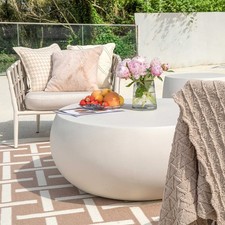 Elementi Ikaria GRC Concrete Garden Coffee Table in Cream White