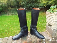 Harry Hall black leather riding boots made in England with wooden spacers 
