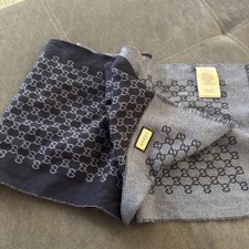 GUCCI SCARF LOGO JACQUARD WOOL